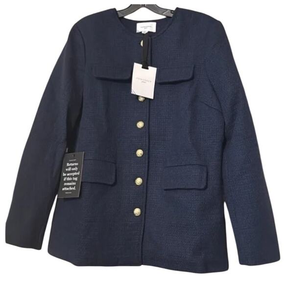 Pomander Place Women's XL Navy Blue Tweed Jennings Jacket Career Office X-Large - Picture 7 of 14